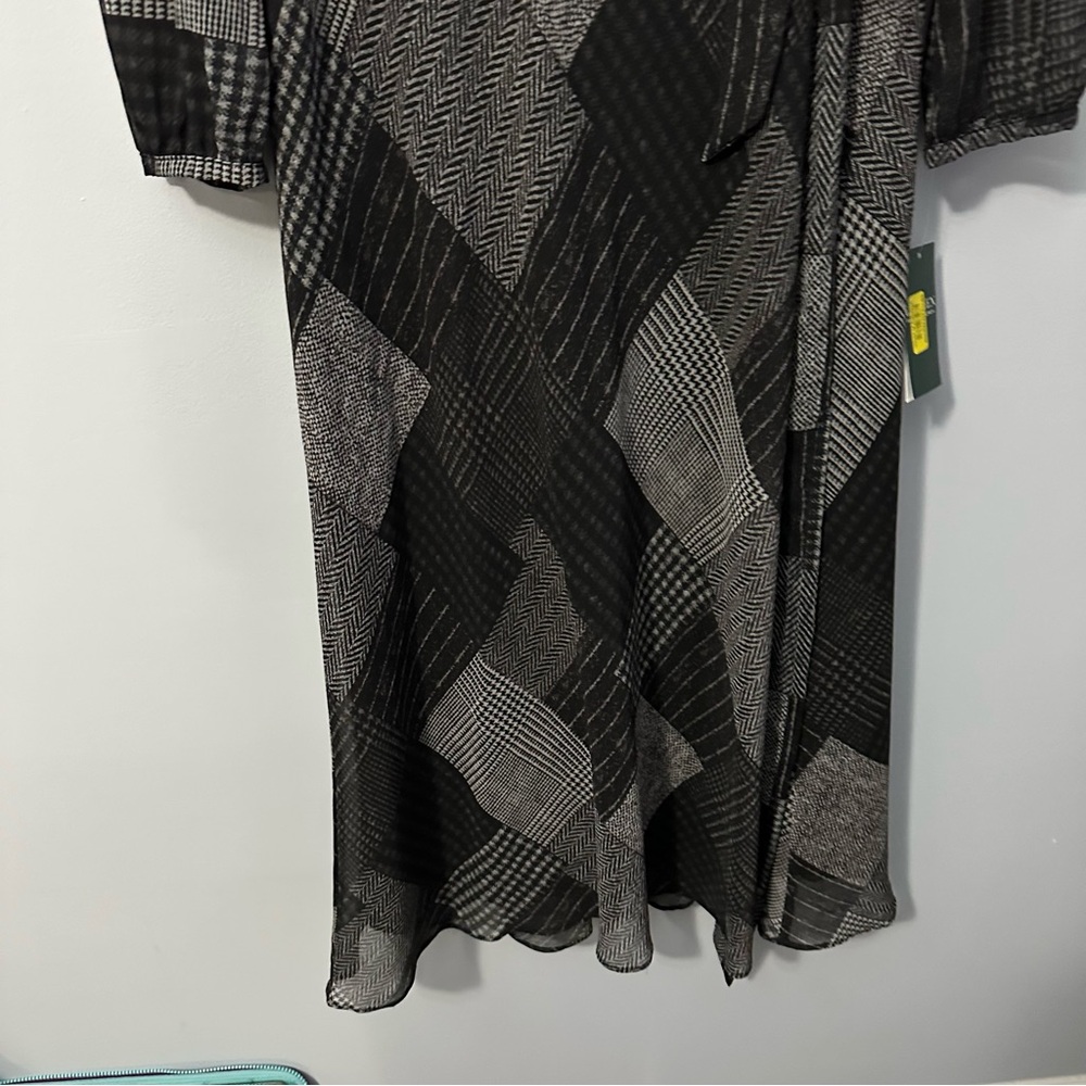 Lauren Ralph Lauren Plaid Wrap Midi Dress Size 12 Dark Academia Chic Patchwork - Picture 6 of 15